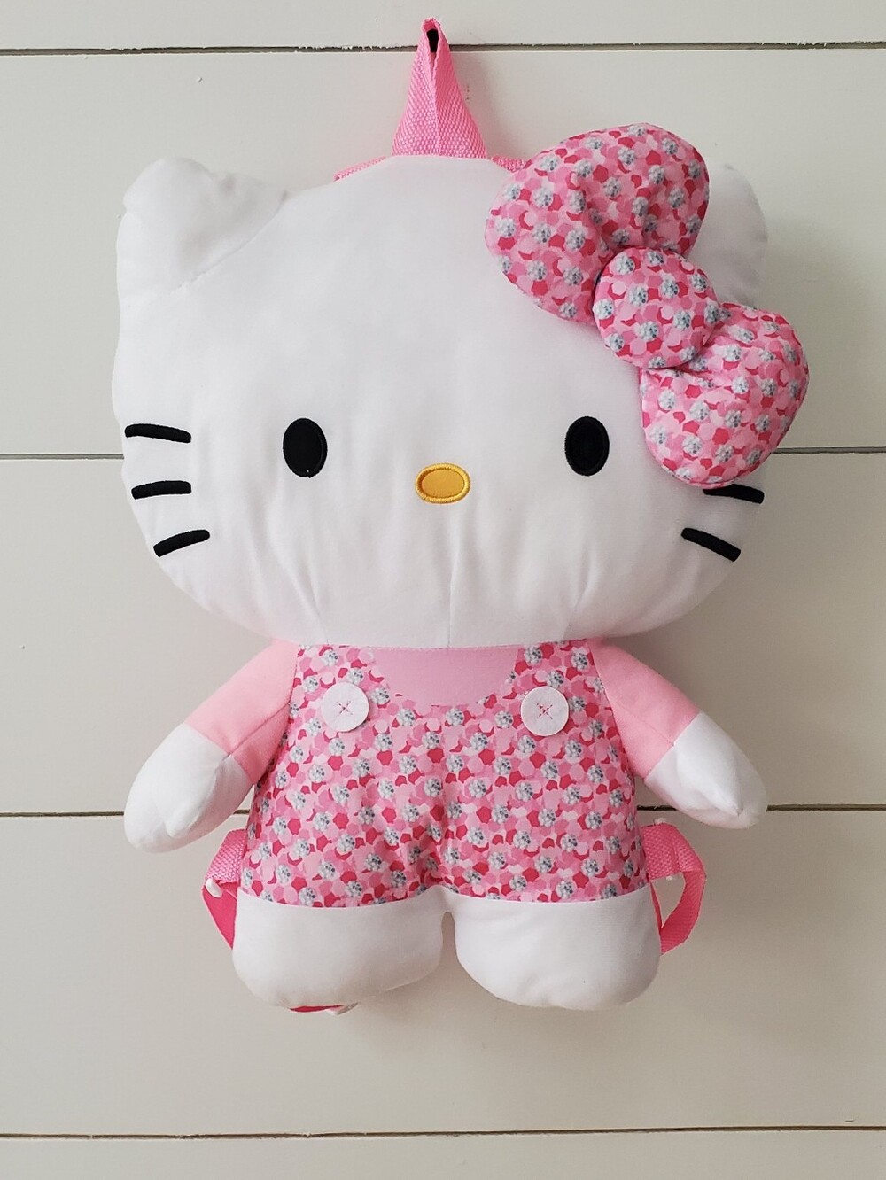 Sanrio Hello Kitty Plush Backpack in White and Pink Floral